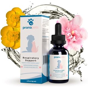 Prana Pets Respiratory Support for Asthma, Allergies & Respiratory Infections Liquid Supplement for Cats & Dogs, 2-fl oz bottle