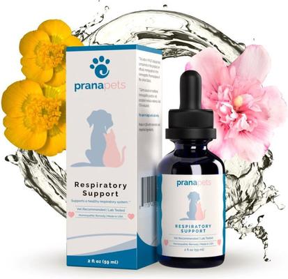 Show full view: Prana Pets Respiratory Support for Asthma, Allergies & Respiratory Infections Liquid Supplement for Cats & Dogs, 2-fl oz bottle slide 1 of 10