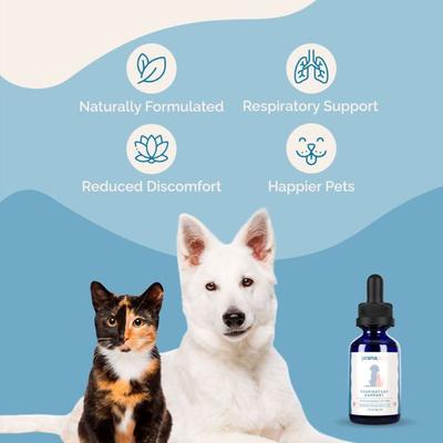 Show full view: Prana Pets Respiratory Support for Asthma, Allergies & Respiratory Infections Liquid Supplement for Cats & Dogs, 2-fl oz bottle slide 6 of 10