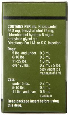 Show full view: Praziquantel (Generic) Injectable Solution for Dogs & Cats, 10-mL vial slide 2 of 6