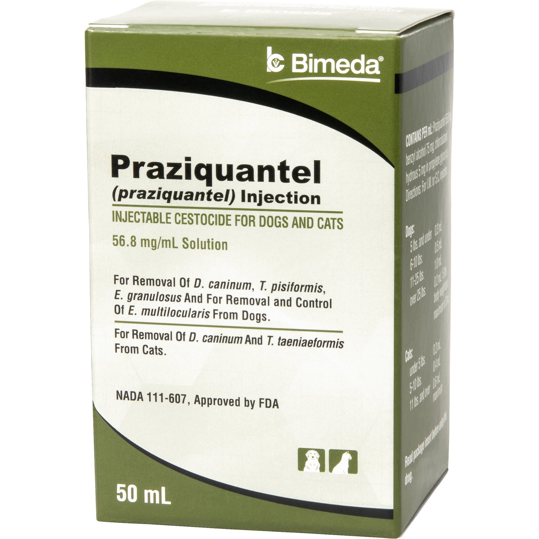 Praziquantel (Generic) Injectable Solution for Dogs & Cats, 50-mL vial