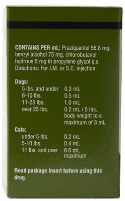 Show full view: Praziquantel (Generic) Injectable Solution for Dogs & Cats, 50-mL vial slide 2 of 5