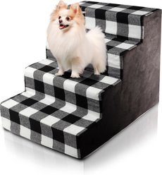 Precious Tails 4-Step Dog & Cat Stairs, Black White
