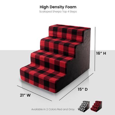 Show full view: Precious Tails 4-Step Dog & Cat Stairs, Red Black slide 3 of 10