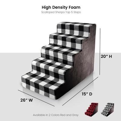 Show full view: Precious Tails 5-Step Dog & Cat Stairs, Black White slide 2 of 9