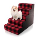 Precious Tails 5-Step Dog & Cat Stairs, Red Black
