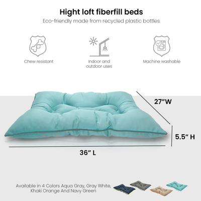 Show full view: Precious Tails Co-Pilot Waterproof Pillow Cat & Dog Bed, Aqua Gray, Large slide 2 of 8