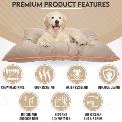 Show full view: Precious Tails Co-Pilot Waterproof Pillow Cat & Dog Bed, Khaki Orange, Medium slide 8 of 10