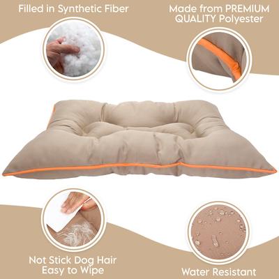 Show full view: Precious Tails Co-Pilot Waterproof Pillow Cat & Dog Bed, Khaki Orange, Medium slide 9 of 10