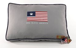 Precious Tails "Dog Bless Ameria" Orthopedic Pillow Cat & Dog Bed with Removable Cover, Gray, Small