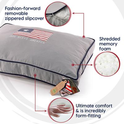 Show full view: Precious Tails "Dog Bless Ameria" Orthopedic Pillow Cat & Dog Bed with Removable Cover, Gray, Small slide 5 of 8