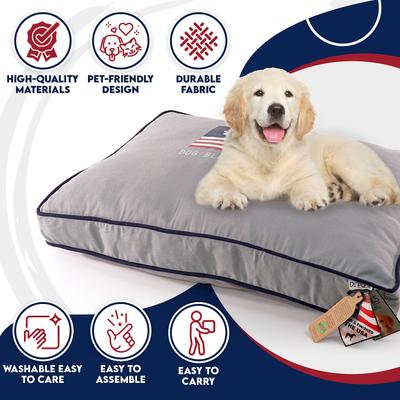 Show full view: Precious Tails "Dog Bless Ameria" Orthopedic Pillow Cat & Dog Bed with Removable Cover, Gray, Small slide 6 of 8