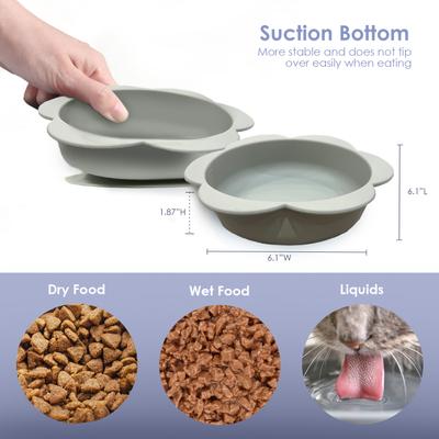 Show full view: Precious Tails Flower Non-Skid Silicone Dog & Cat Bowl, Gray, Small slide 3 of 8