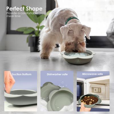Show full view: Precious Tails Flower Non-Skid Silicone Dog & Cat Bowl, Gray, Small slide 4 of 8