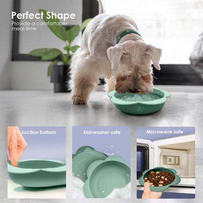 Show full view: Precious Tails Flower Non-Skid Silicone Dog & Cat Bowl, Green, Small slide 5 of 9