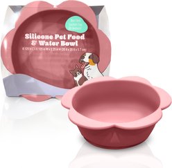 Precious Tails Flower Non-Skid Silicone Dog & Cat Bowl, Pink, Large