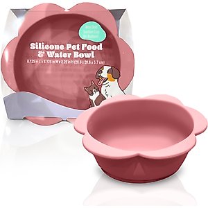Precious Tails Flower Non-Skid Silicone Dog & Cat Bowl, Pink, Large