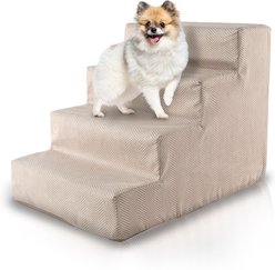 Precious Tails Herringbone High Density Foam 4 Steps Pet Dog & Cat Stair, Khaki