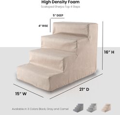 Precious Tails Herringbone High Density Foam 4 Steps Pet Dog & Cat Stair, Khaki slide 2 of 9