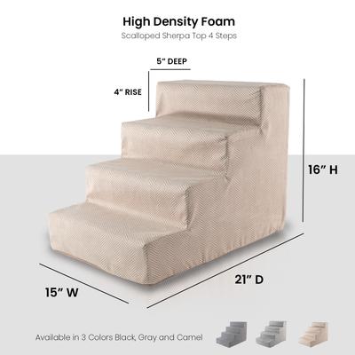 Show full view: Precious Tails Herringbone High Density Foam 4 Steps Pet Dog & Cat Stair, Khaki slide 2 of 9