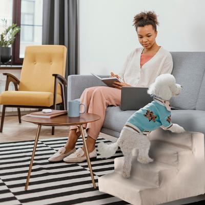 Show full view: Precious Tails Herringbone High Density Foam 4 Steps Pet Dog & Cat Stair, Khaki slide 5 of 9