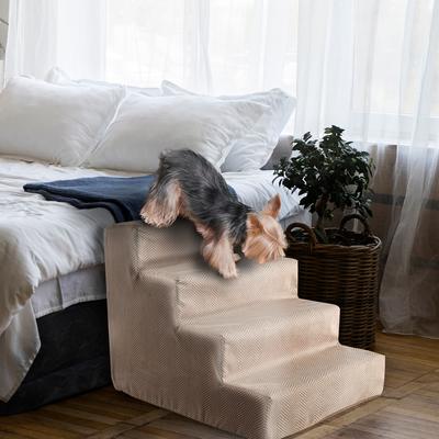 Show full view: Precious Tails Herringbone High Density Foam 4 Steps Pet Dog & Cat Stair, Khaki slide 6 of 9