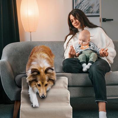 Show full view: Precious Tails Herringbone High Density Foam 4 Steps Pet Dog & Cat Stair, Khaki slide 7 of 9