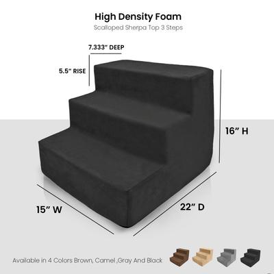 Show full view: Precious Tails High Density Foam 3 Steps Dog & Cat Stairs, Black slide 2 of 10