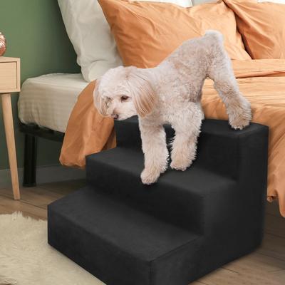 Show full view: Precious Tails High Density Foam 3 Steps Dog & Cat Stairs, Black slide 6 of 10