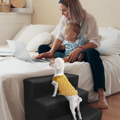 Show full view: Precious Tails High Density Foam 3 Steps Dog & Cat Stairs, Black slide 7 of 10