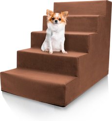 Precious Tails High Density Foam 5 Steps Dog & Cat Stairs, Brown
