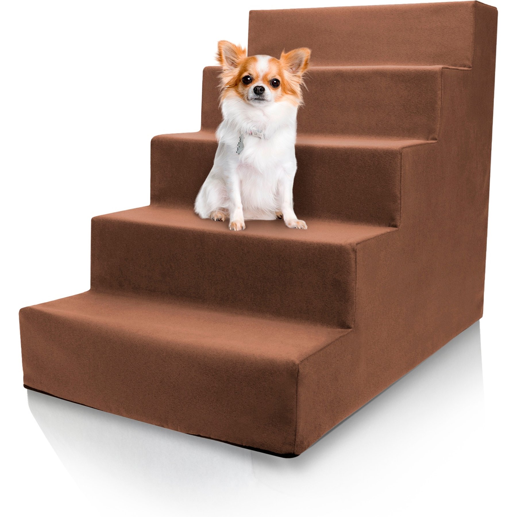 Precious Tails High Density Foam 5 Steps Dog & Cat Stairs, Brown
