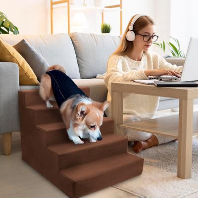 Show full view: Precious Tails High Density Foam 5 Steps Dog & Cat Stairs, Brown slide 5 of 10