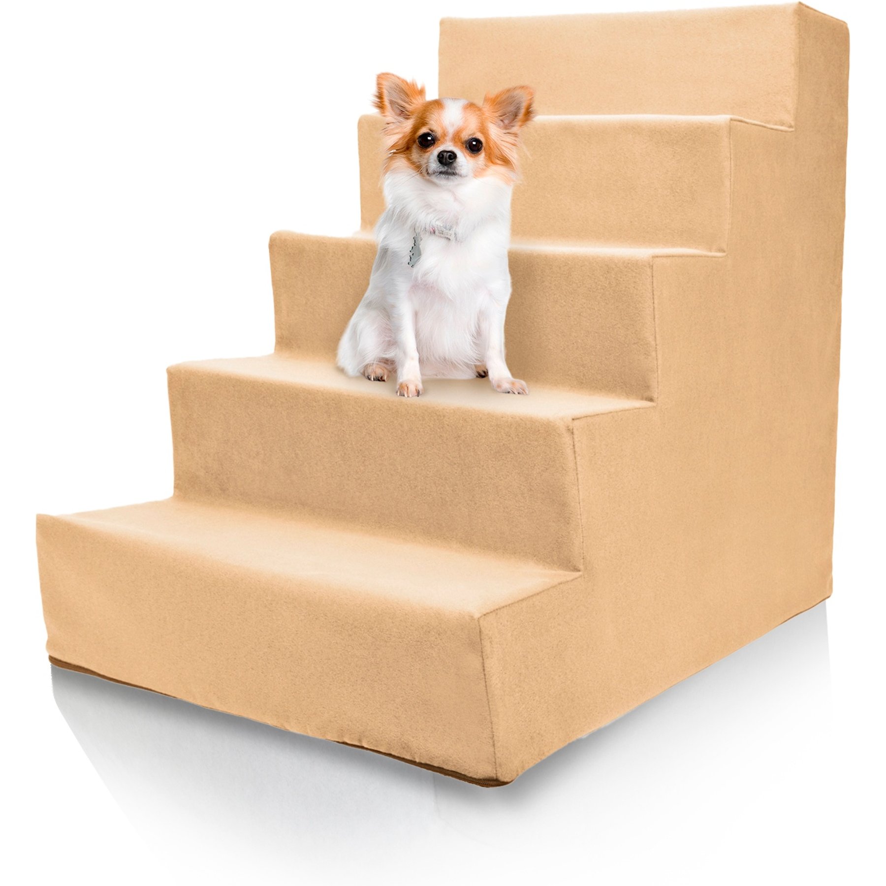 Precious Tails High Density Foam 5 Steps Dog & Cat Stairs, Camel