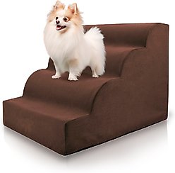 Precious Tails High Density Foam Scalloped 4 Steps Dog & Cat Stairs, Brown