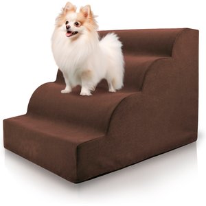 Precious Tails High Density Foam Scalloped 4 Steps Dog & Cat Stairs, Brown