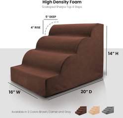 Precious Tails High Density Foam Scalloped 4 Steps Dog & Cat Stairs, Brown slide 2 of 9