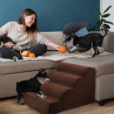 Show full view: Precious Tails High Density Foam Scalloped 4 Steps Dog & Cat Stairs, Brown slide 6 of 10