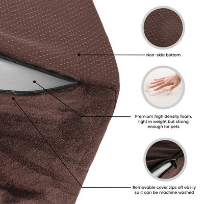 Show full view: Precious Tails High Density Foam Scalloped Sherpa Top 4 Steps Dog & Cat Stair, Brown slide 3 of 10