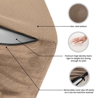 Show full view: Precious Tails High Density Foam Scalloped Sherpa Top 4 Steps Dog & Cat Stair, Camel slide 3 of 10