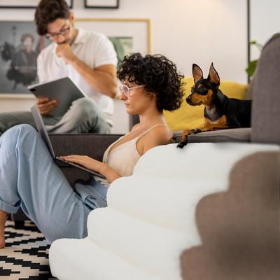 Show full view: Precious Tails High Density Foam Scalloped Sherpa Top 4 Steps Dog & Cat Stair, Camel slide 6 of 10