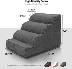 Precious Tails High Density Foam Scalloped Sherpa Top 4 Steps Dog & Cat Stair, Gray slide 2 of 8