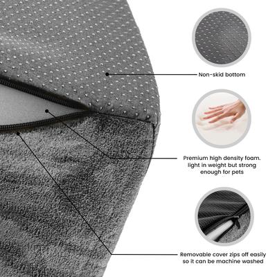 Show full view: Precious Tails High Density Foam Scalloped Sherpa Top 4 Steps Dog & Cat Stair, Gray slide 3 of 10