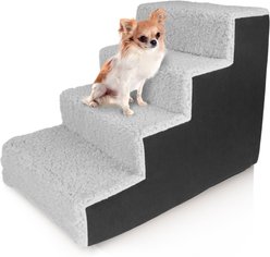 Precious Tails High Density Foam Sherpa 4 Steps Dog & Cat Stairs, Black slide 1 of 7