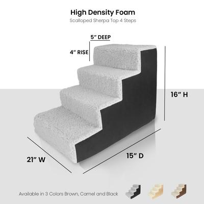 Show full view: Precious Tails High Density Foam Sherpa 4 Steps Dog & Cat Stairs, Black slide 3 of 8