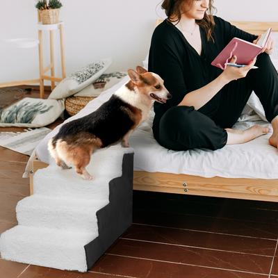 Show full view: Precious Tails High Density Foam Sherpa 4 Steps Dog & Cat Stairs, Black slide 5 of 8