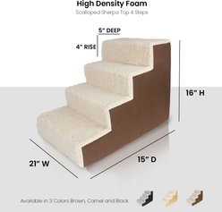 Precious Tails High Density Foam Sherpa 4 Steps Dog & Cat Stairs, Brown slide 2 of 9