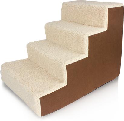 Show full view: Precious Tails High Density Foam Sherpa 4 Steps Dog & Cat Stairs, Brown slide 7 of 9