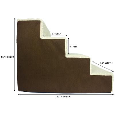 Show full view: Precious Tails High Density Foam Sherpa 4 Steps Dog & Cat Stairs, Brown slide 9 of 9