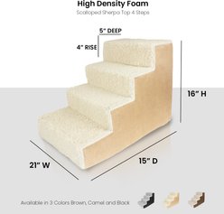 Precious Tails High Density Foam Sherpa 4 Steps Dog & Cat Stairs, Camel slide 2 of 8